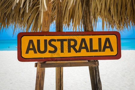 澳大利亚标志背景为海滩图片