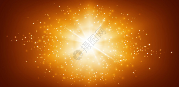 闪亮的金色背景与星光爆炸图片