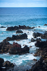 复活节岛岩石海岸图片