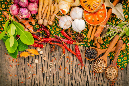 泰国食品组分烹调香料品味健康和美背景图片