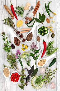 大型健康食品药草和香料图片