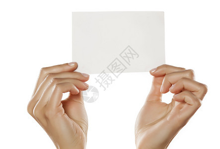 拿着一张空白纸的女手图片