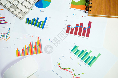 彩色图表图表营销研究和商业年度报告背景图片