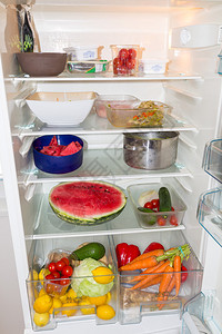 冰箱里装满了水果和蔬菜背景图片