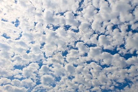 蓝天中有许多蓬松的小云图片