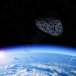 看着从太空接近的小行星背景图片