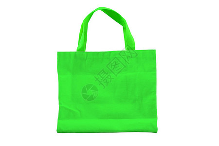 用于环境保护和购物的孤立可再利用的绿色布袋单背景图片