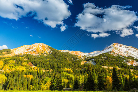 美丽的秋天风景在科罗拉多州的特柳里德阳图片