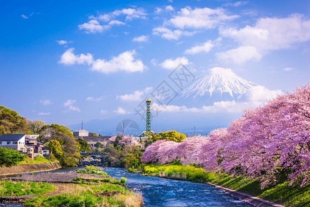 富士日本河流和山脉图片