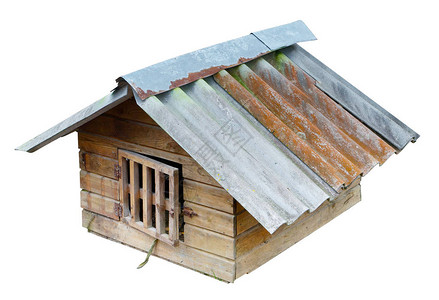 冬狗屋的顶是用瓦板和锁着的门制成的图片