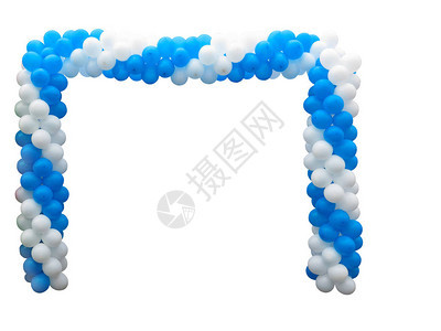 白气球和蓝色气球的多彩拱背景图片