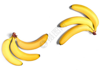 白色背景的黄香蕉静态生命复制空图片