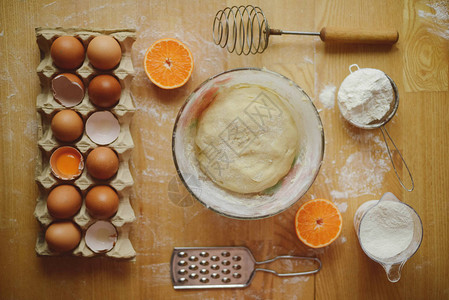 烘焙配料面粉木勺擀面杖鸡蛋自制馅饼酵母面团和乡村图片