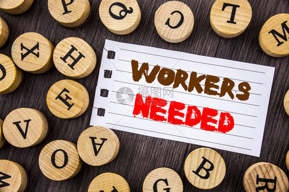 文字文字需要工人概念照片搜索职业资源员工失业问题写在撕裂笔记本纸上图片