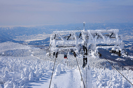 东北八大怪日本山形藏王山的雪怪藏王是东北地区最大的滑雪场之一在冬天背景