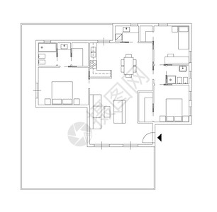 带有厨房卧室客厅餐厅浴室和家具阁楼顶视图概念室内设计的私人图片