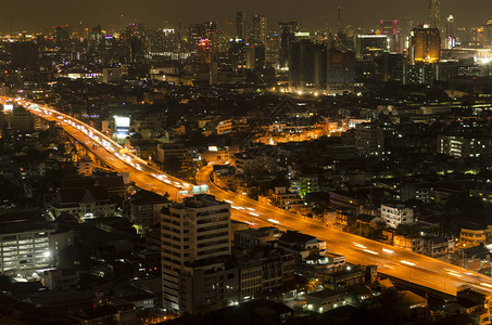 夜城市天际线曼谷泰国图片