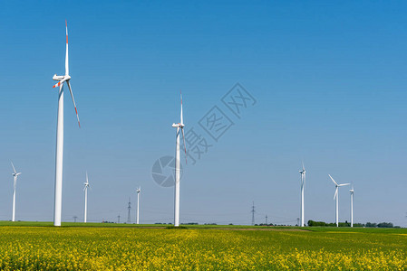 德国一些风力发电厂在田里兴旺图片