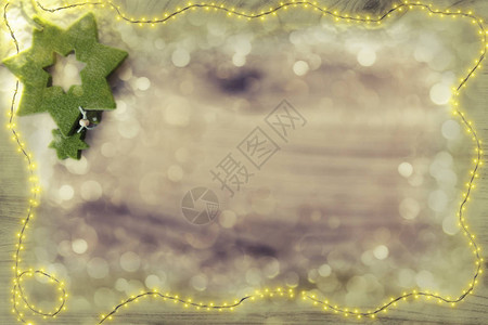 带灯和星的圣诞框架背景图片