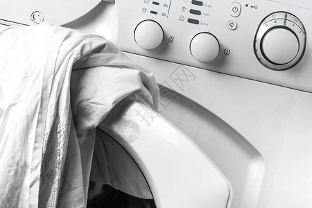 白色洗衣机特写图片