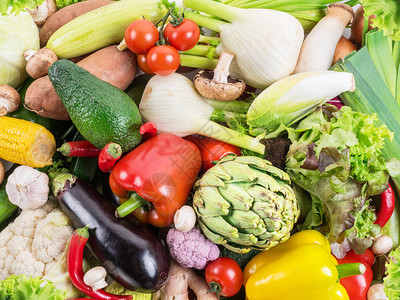 不同的有机蔬菜多色食物背景图片