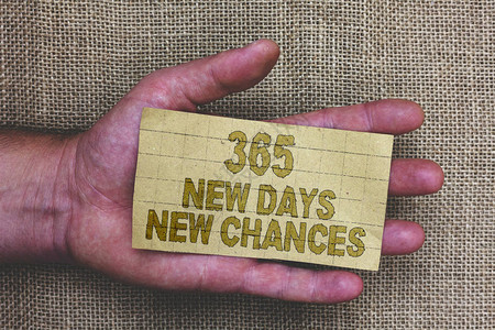 概念手写显示365新天机会商业照片展示开始新的一年日历机会厚的灰色纸背景图片