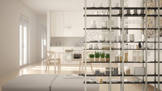 厨房客厅衣架套系统地面近地内部设计概念背景中的白色现代房间开放计图片