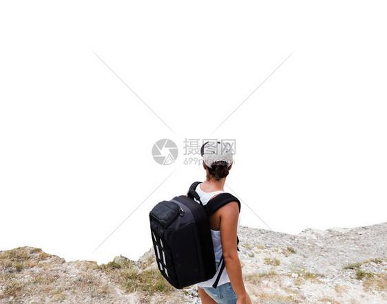 旅行度假出行徒步旅行概念在山上登山的年图片