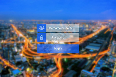 触摸屏上的登录界面在交通模糊背景上的虚拟数字显示器上触摸登录框用户背景图片