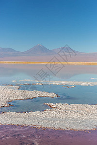 在智利阿塔卡马沙漠的盐湖salar图片