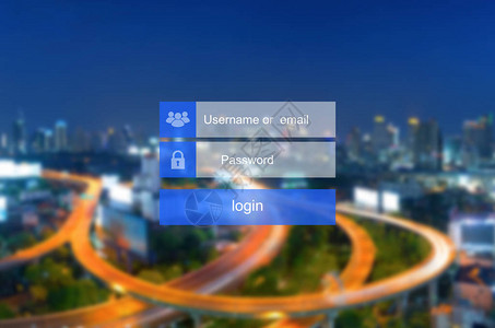 触摸屏上的登录界面在交通模糊背景上的虚拟数字显示器上触摸登录框用户背景图片