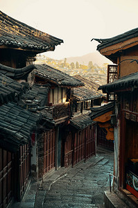 云南丽江的老街景图片