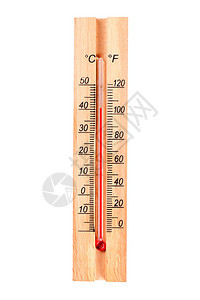 木制温度计温度计显示40度隔离温度计在白色背图片