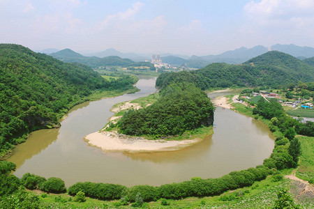 朝鲜半岛形的克利夫斯HanbandoWetland和韩国江原道永狼Sio图片