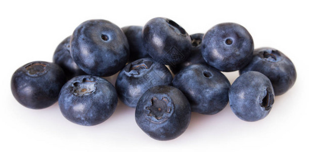在白色背景上分离的新鲜蓝莓背景图片