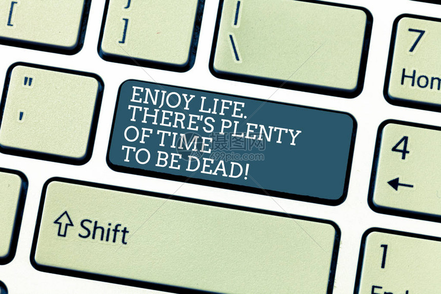 手写文本享受那里的生活S有足够的时间去死概念意义在你活着的时候快乐键盘意图创建计算机消息图片