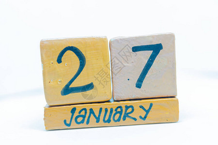 1月27日每月第27天木制背景日历冬图片