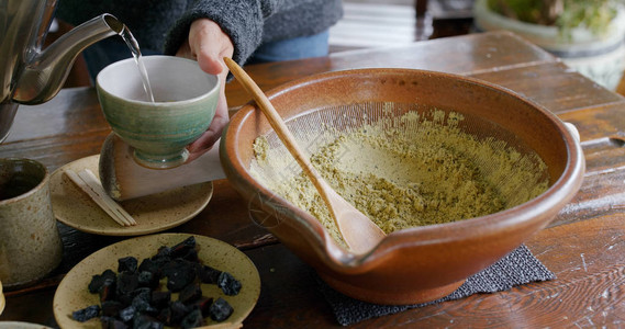 客家擂茶传统土茶制作过程HakkaL背景