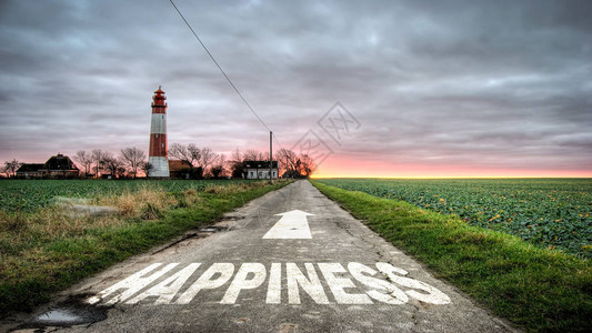 通往幸福的路标图片