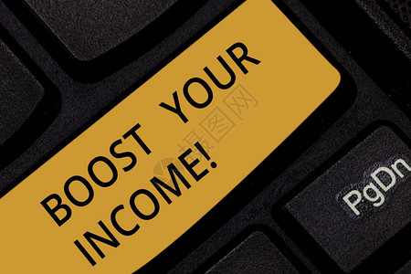 文字书写文本提高您的收入使用兼职工作增加月薪或年薪的商业概念键盘意图创建计算机消图片