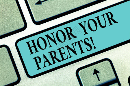 手写文字写尊敬你的父母概念意味着高度尊重您的父母老人键盘意图创建计算机消息按图片