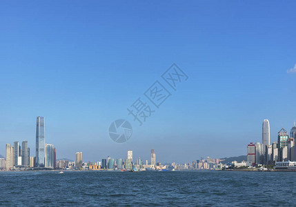 香港市维多利亚港全景PanoramaofVictoriaPor图片