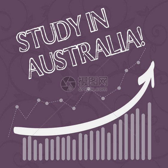 文字写作文本在澳大利亚学习商务照片展示出国订单完成您的学业彩色柱线图与箭图片