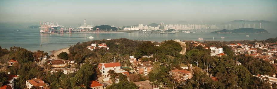 厦门从福建的Gulangyu岛参观X背景