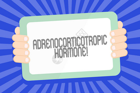 昼夜节律显示Adrenocortortictroptholmone的文本符号商业图片文本激素由光纤腺皮质薄膜颜色板智能手机和空白屏幕手持背景