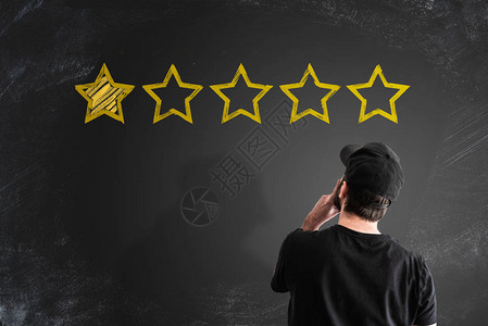 黑板明星的负面服务评分或客户反馈概念图片