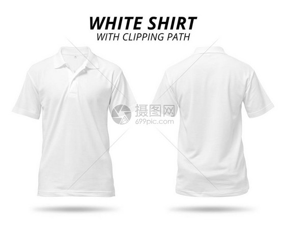 孤立在白色上的白衬衫用于设计的空白polo衫图片