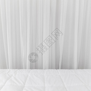 床上用品背景白色窗帘织物背景图片