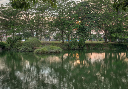 湖边晚上图片