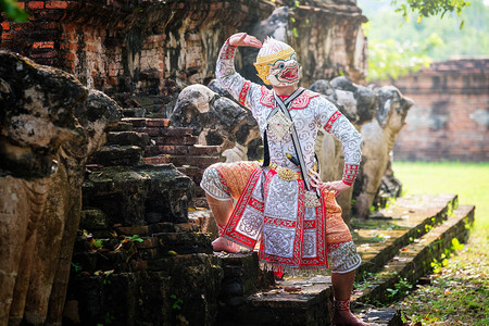 印度舞蹈艺术文化泰国在文学罗摩衍那蒙面孔舞背景